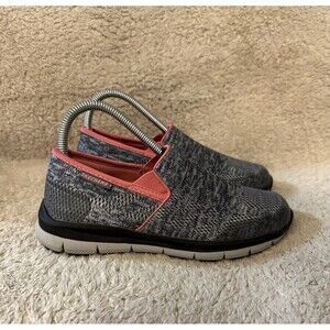 Skechers Slip On Work Shoes Knit Mesh Pink Trim Slip Resistant Women’s Size 6